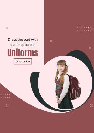 Girl in school uniform with backpack, promoting school uniforms