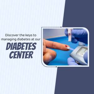 Image of a person checking blood sugar with a glucose meter, promoting a Diabetes Center.