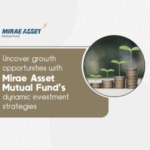 Image depicting stacked coins with a growing plant, representing investment growth with Mirae Asset Mutual Fund.