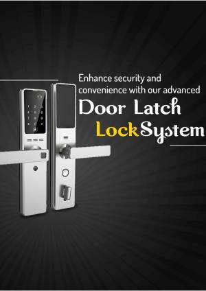 Silver digital door lock with keypad and handle