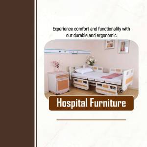 Image of hospital beds and furniture with text 'Hospital Furniture'