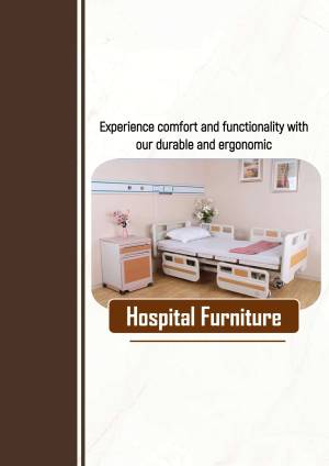 Image of hospital beds and furniture with text 'Hospital Furniture'