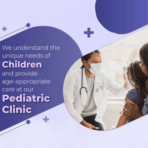 Doctor checking a child's temperature at a pediatric clinic