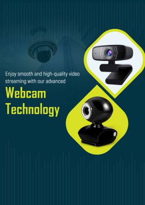 Image of a webcam with security camera in the background promoting high-quality video streaming.