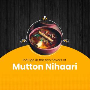 Close-up of a bowl of Mutton Nihari with a yellow background