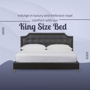 Elegant king size bed with a dark brown frame and white linens