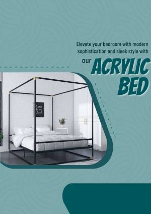 Black metal frame acrylic bed with white bedding in a modern bedroom