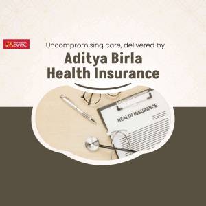 Aditya Birla Health Insurance advertisement with medical tools
