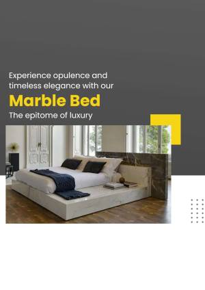 Elegant marble bed with a modern design in a luxurious bedroom setting.