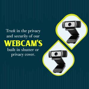 Close-up of a webcam with a built-in privacy shutter, emphasizing security.