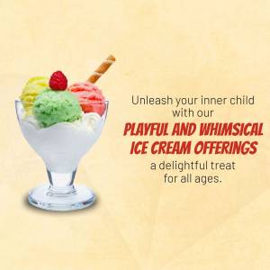 A glass of ice cream with three scoops - green, pink, and yellow - topped with a raspberry and a wafer stick.
