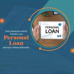 Image depicting a person holding a tablet displaying a personal loan offer with financial charts in the background.