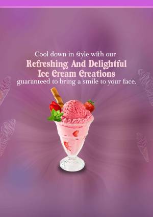 A glass of strawberry ice cream with fresh strawberries and mint leaves, promoting a refreshing dessert.