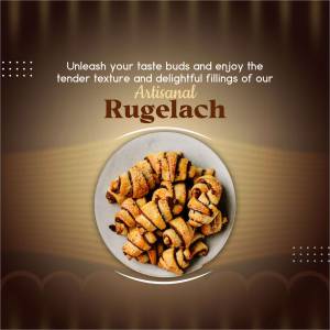 A close-up of a plate of freshly baked, golden-brown Rugelach pastries.