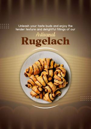 Close-up of a plate of golden brown Rugelach pastries