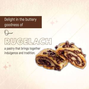 Close-up of two chocolate rugelach pastries on a decorative background.