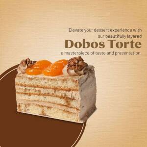 Close-up of a slice of Dobos Torte with apricot glaze and walnuts