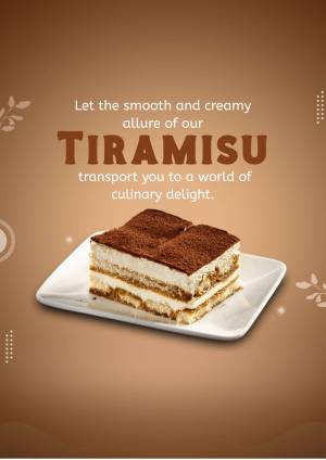 Close-up of a delicious Tiramisu dessert on a white plate.