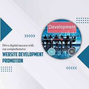 Image depicting a team meeting with a focus on website development and digital promotion.