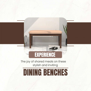 A brown dining bench with a light brown cushion in a minimalist setting.