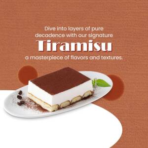 Close-up of a delicious Tiramisu dessert on a white plate