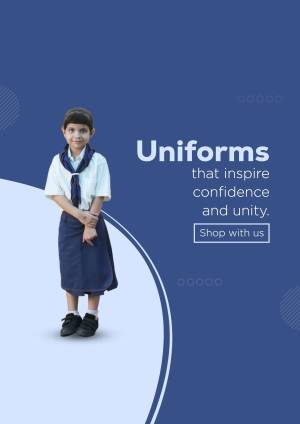 Young schoolgirl in uniform standing confidently