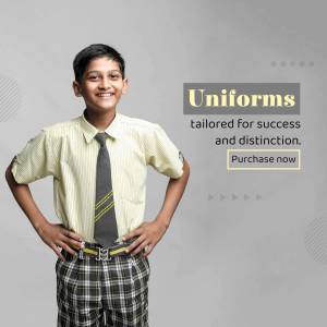 Young school boy in a uniform smiling at the camera