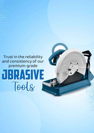 JBRASIVE metal cutting saw on a blue and white background