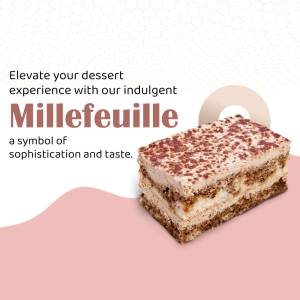 Close-up of a Millefeuille dessert with a pink background.