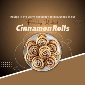A plate of warm, gooey cinnamon rolls with a brown and beige background.