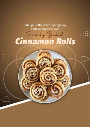 A stack of freshly baked cinnamon rolls on a white plate with a brown background.