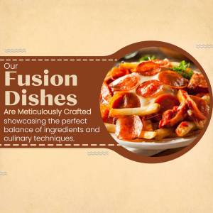 Close-up of Fusion Dishes, pepperoni fries with cheese and fries