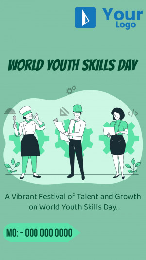 Illustration depicting various professions representing skills for World Youth Skills Day