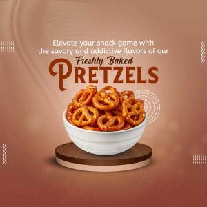 Bowl of freshly baked pretzels on a wooden surface