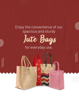 Collection of jute bags in various colors and designs