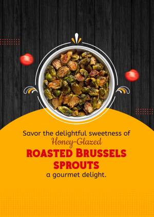 Close-up of honey-glazed roasted brussels sprouts in a white bowl on a dark wood background.
