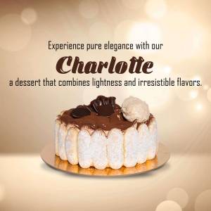 Close-up of a Charlotte dessert with chocolate and cream, on a reflective surface.