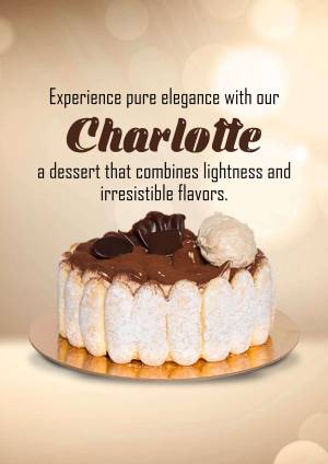 Close-up of a Charlotte dessert cake with chocolate and cream