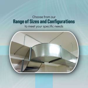 Image of HVAC ductwork with text overlay promoting size and configuration options.