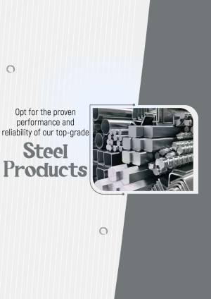 Image showcasing a variety of steel products with text highlighting reliability and performance.