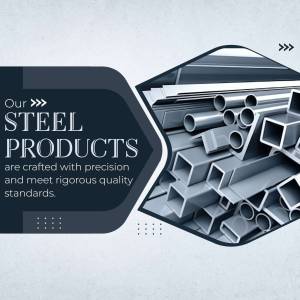 Image showcasing various steel products including bars, tubes, and profiles.