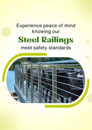 Image of steel railings on a deck overlooking a lake, promoting safety and peace of mind.