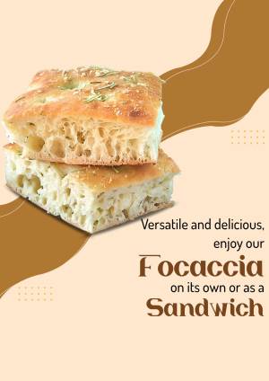 Stack of focaccia bread with herbs, perfect for sandwiches