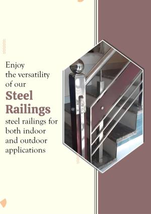 Stainless steel railings on a staircase, showcasing versatility for both indoor and outdoor applications.