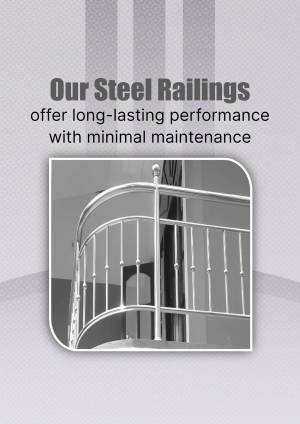 Close-up of modern steel railings with a curved design