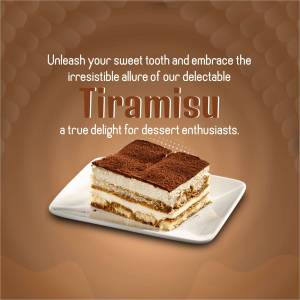 Close-up of a Tiramisu dessert on a white plate
