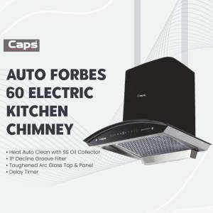 Black kitchen chimney with text overlay