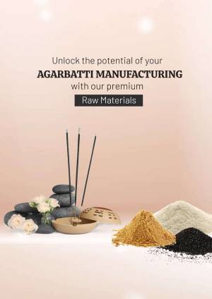 Agarbatti manufacturing raw materials with incense sticks and stones