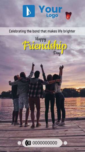 Group of friends enjoying a sunset together on a pier, celebrating Friendship Day.