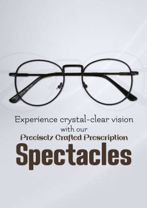 Black framed eyeglasses with text promoting clear vision